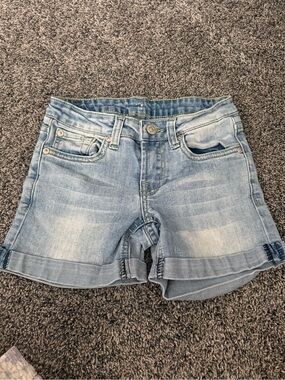7 For All Mankind Light Blue Rolled Cuff Denim Shorts